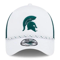 Men's New Era White/Green Michigan State Spartans Court Sport Foam A-Frame 9FORTY Adjustable Trucker Hat