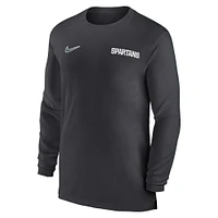 Men's Nike Anthracite Michigan State Spartans 2024 Sideline Coach UV Performance Long Sleeve T-Shirt