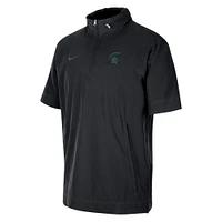 Men's Nike Black Michigan State Spartans Coaches Half-Zip Short Sleeve Jacket