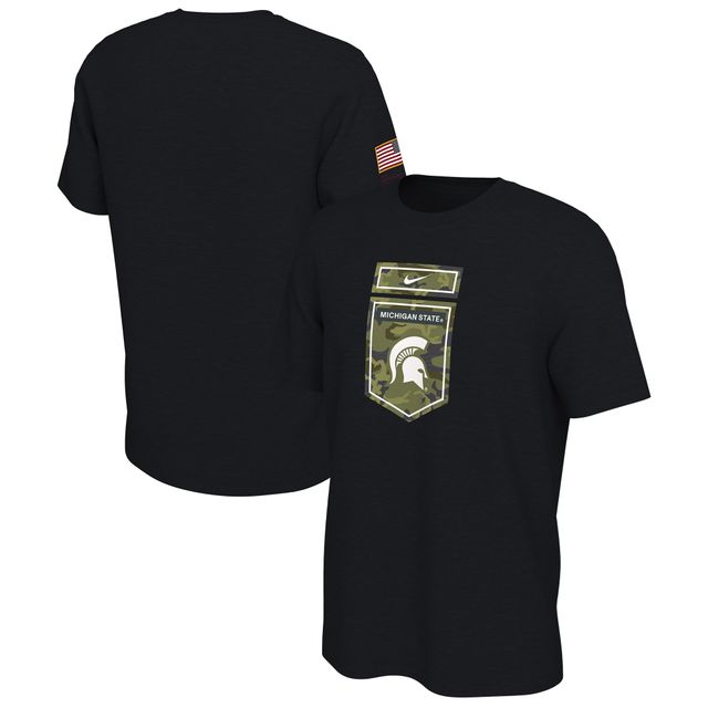 T-shirt Nike Michigan State Spartans Veterans Camo noir pour homme