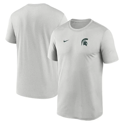 T-shirt Nike gris Michigan State Spartans 2025 Sideline pour homme avec petit logo Legend Performance