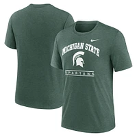 T-shirt Nike vert Michigan State Spartans Arch Over Logo Tri-Blend pour homme