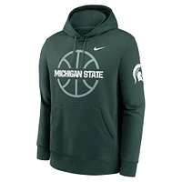 Men's Nike Green Michigan State Spartans Basketball Icon Club Fleece Pullover Hoodie