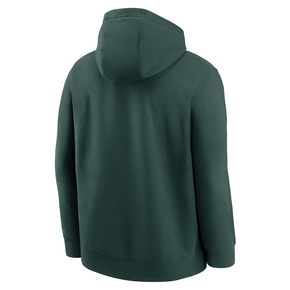 Men's Nike Green Michigan State Spartans Basketball Icon Club Fleece Pullover Hoodie