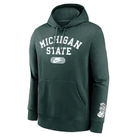 Men's Nike Green Michigan State Spartans Legacy Foundational Two-Hit Club Performance Pullover Hoodie