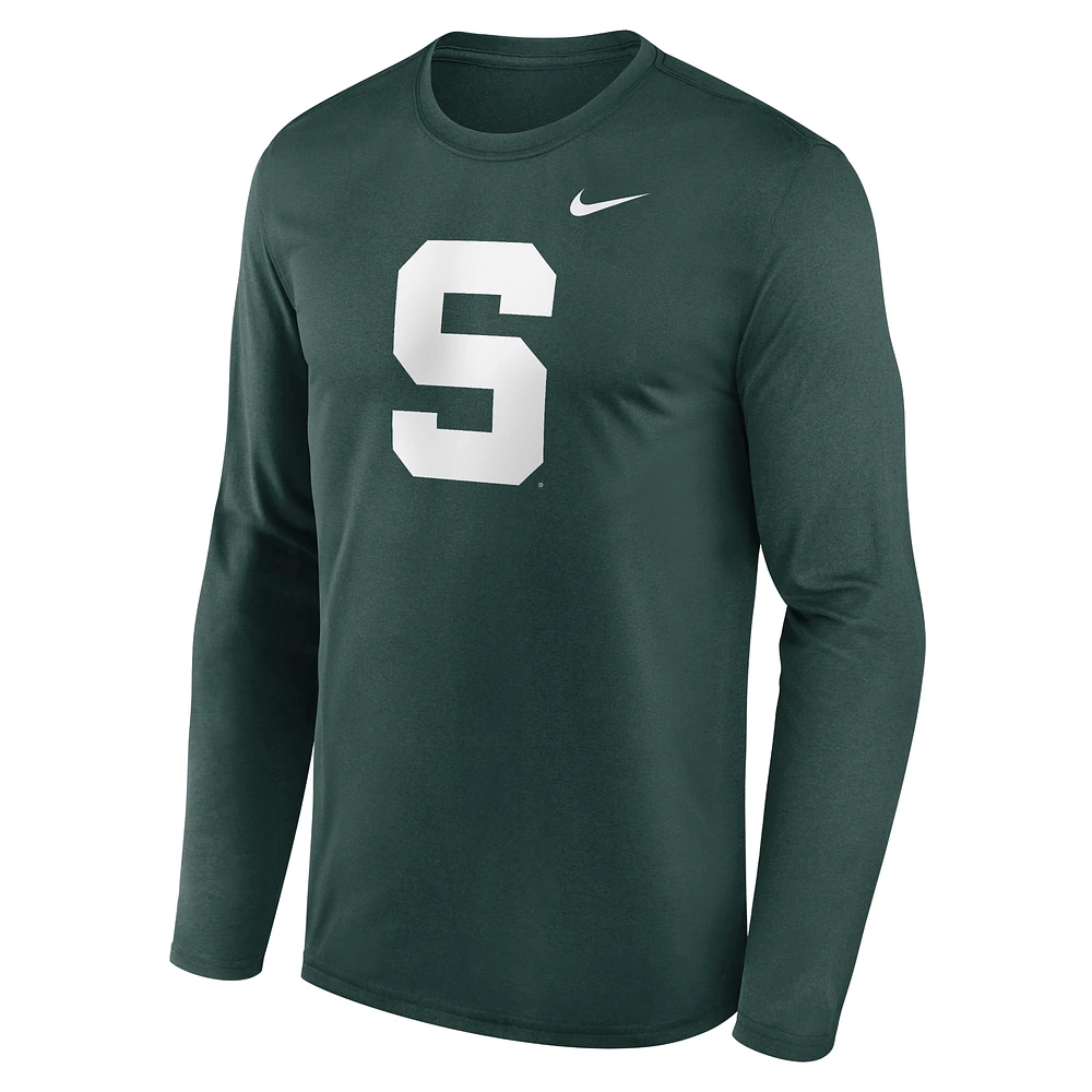 Men's Nike Green Michigan State Spartans Primetime Alternate Logo Legend Long Sleeve T-Shirt