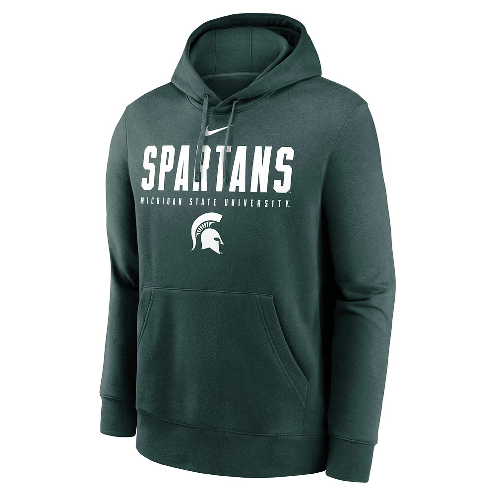 Men's Nike  Green Michigan State Spartans Primetime Dynamic Mascot Club Fleece Pullover Hoodie