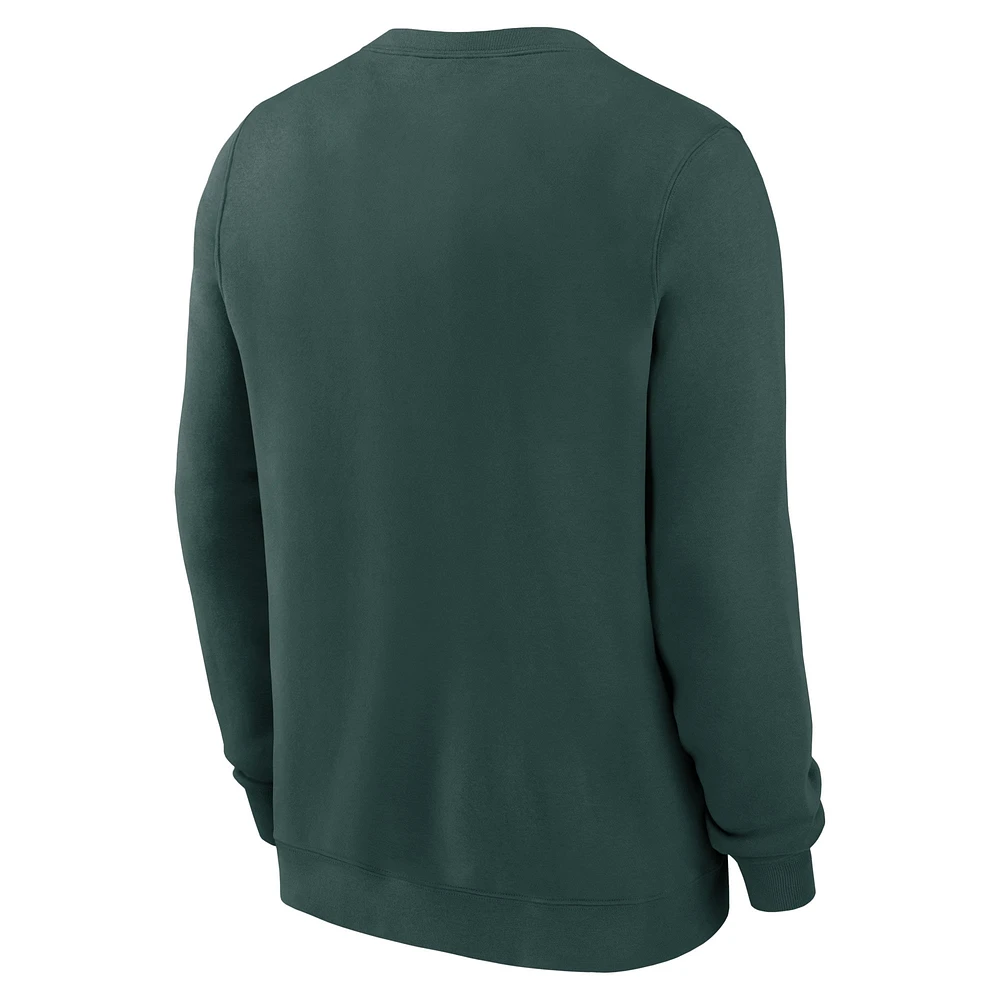 Men's Nike Green Michigan State Spartans Primetime Fleece Pullover Sweatshirt