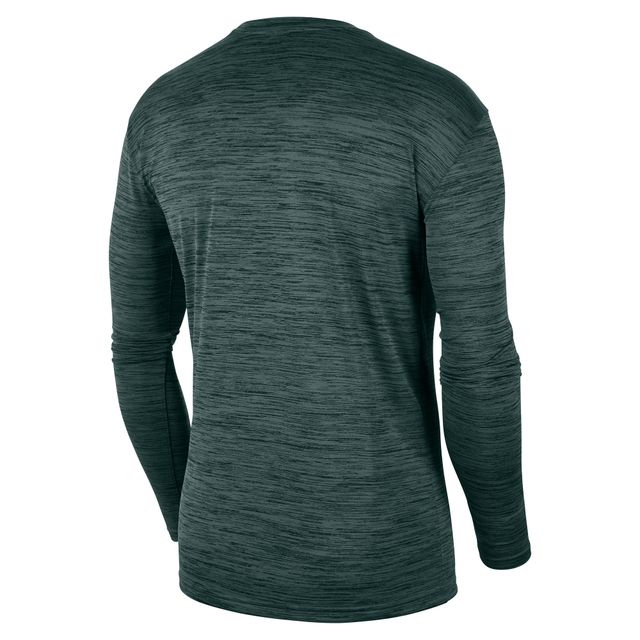 T-shirt à manches longues Nike Michigan State Spartans Sideline Game Day Velocity Performance vert pour homme
