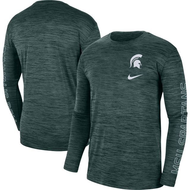 T-shirt à manches longues pour homme Nike Michigan State Spartans Velocity Legend Team Performance vert