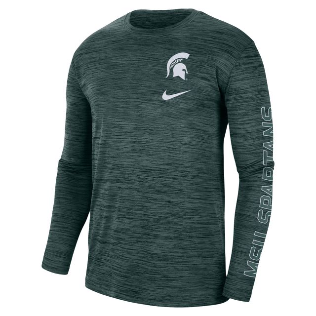 T-shirt à manches longues pour homme Nike Michigan State Spartans Velocity Legend Team Performance vert