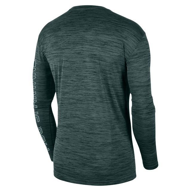 T-shirt à manches longues pour homme Nike Michigan State Spartans Velocity Legend Team Performance vert
