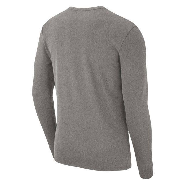 T-shirt à manches longues Nike Michigan State Spartans Arch 2-Hit pour homme, gris chiné