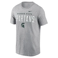 Men's Nike Heather Gray Michigan State Spartans Campus 2-Hit Primary Mascot T-Shirt
