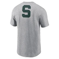 Men's Nike Heather Gray Michigan State Spartans Campus 2-Hit Primary Mascot T-Shirt
