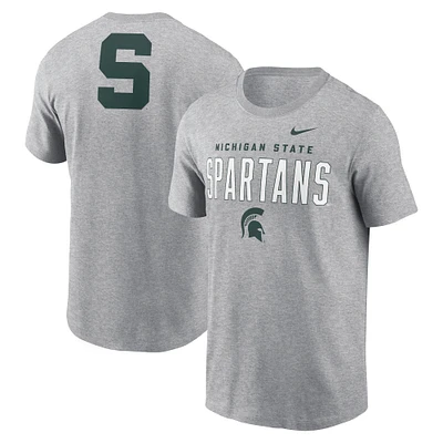 T-shirt Nike gris chiné Michigan State Spartans Campus 2-Hit Primary Mascot pour homme