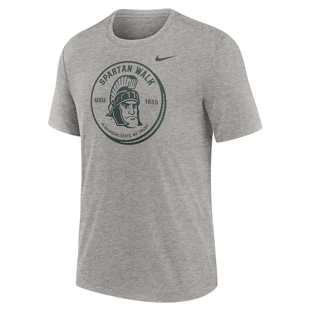 T-shirt à trois mélanges Nike Heather Grey Michigan State Spartans Local Campus Time Honored Tradition pour hommes