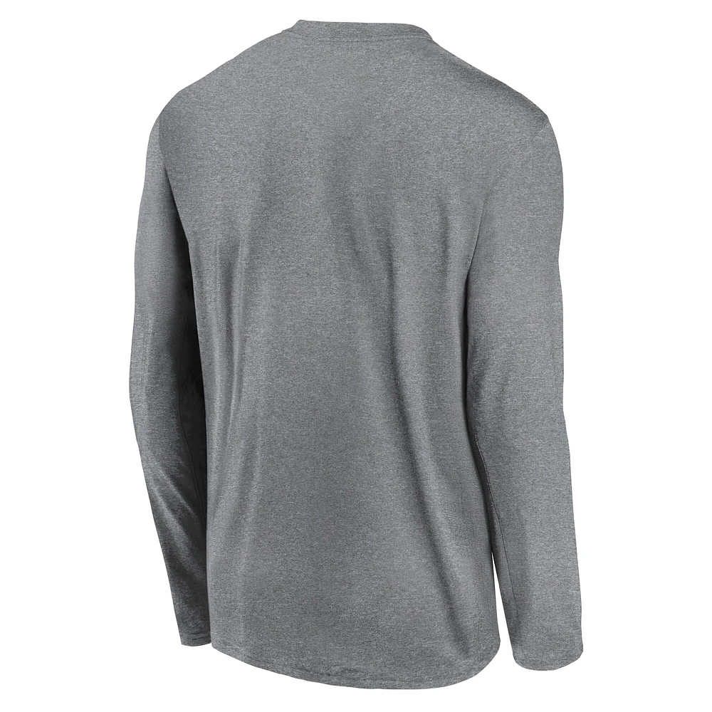 T-shirt Nike à manches longues pour homme, gris chiné, Michigan State Spartans Primetime Alternate Logo Legend Performance