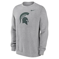Men's Nike Heather Gray Michigan State Spartans Primetime Fleece Pullover Sweatshirt