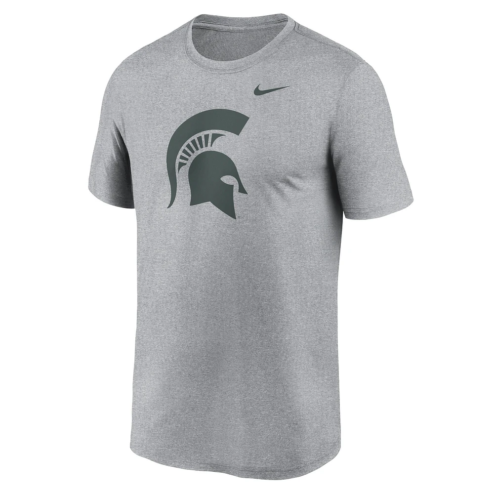 Men's Nike Heather Gray Michigan State Spartans Primetime Legend Logo T-Shirt