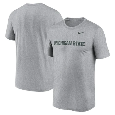 T-shirt Nike pour hommes, gris chiné, Michigan State Spartans Primetime Legend Wordmark
