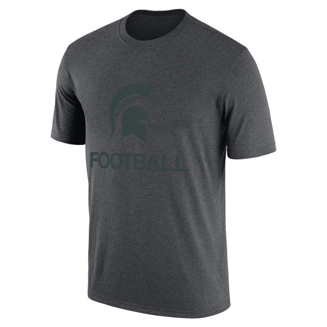 T-shirt Nike Heathered Charcoal Michigan State Spartans Team Football Legend pour homme