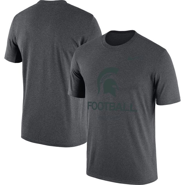 T-shirt Nike Heathered Charcoal Michigan State Spartans Team Football Legend pour homme