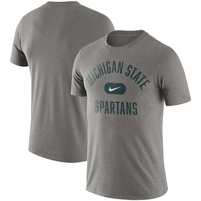 T-shirt pour homme Nike Michigan State Spartans Team Arch gris chiné