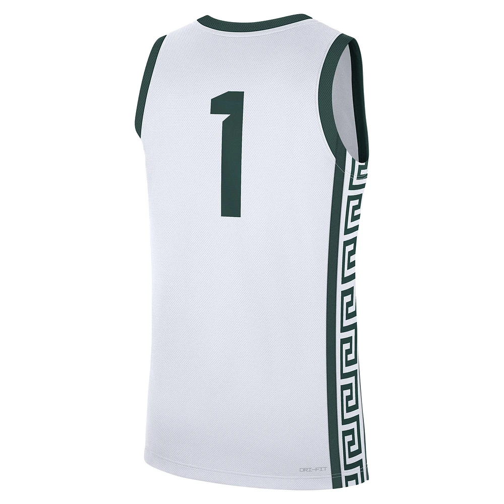 Men's Nike #1 White Michigan State Spartans Home Replica Jersey