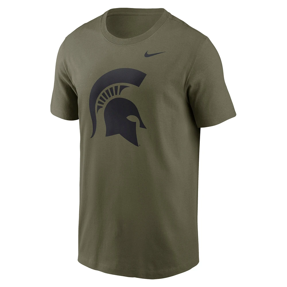 Men's Nike Olive Michigan State Spartans 2024 Military Appreciation Tonal Logo Performance T-Shirt