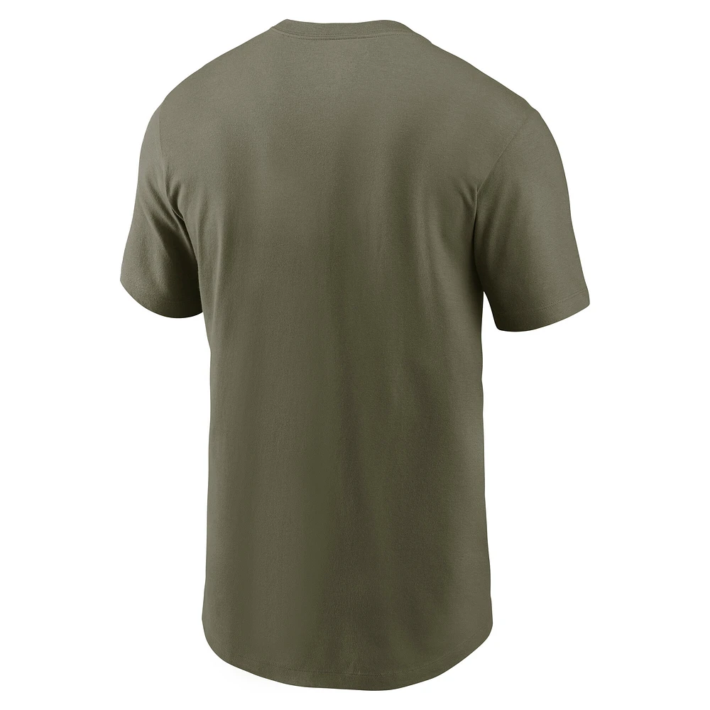 Men's Nike Olive Michigan State Spartans 2024 Military Appreciation Tonal Logo Performance T-Shirt