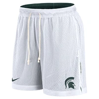 Men's Nike White/Green Michigan State Spartans Primetime Reversible Performance Shorts