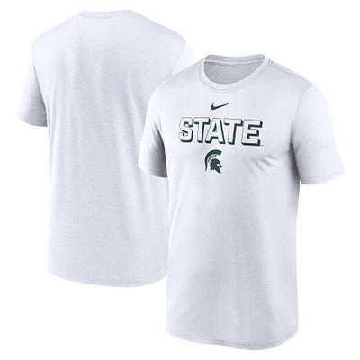 T-shirt Nike blanc Michigan State Spartans 2025 Sideline Legend Performance pour homme