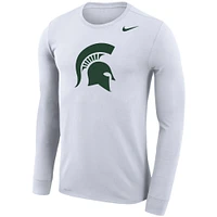 T-shirt à manches longues Nike Michigan State Spartans Legend Wordmark Performance pour homme - Blanc