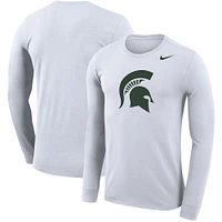 T-shirt à manches longues Nike Michigan State Spartans Legend Wordmark Performance pour homme - Blanc