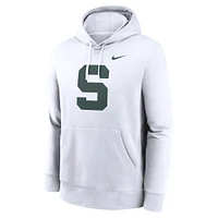 Men's Nike White Michigan State Spartans Primetime Alternate Logo Club Fleece Pullover Hoodie