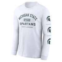 Men's Nike White Michigan State Spartans Primetime Classic Location Long Sleeve T-Shirt