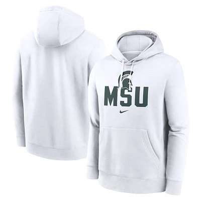 Sweat à capuche en polaire Nike Michigan State Spartans Primetime Club pour homme, blanc