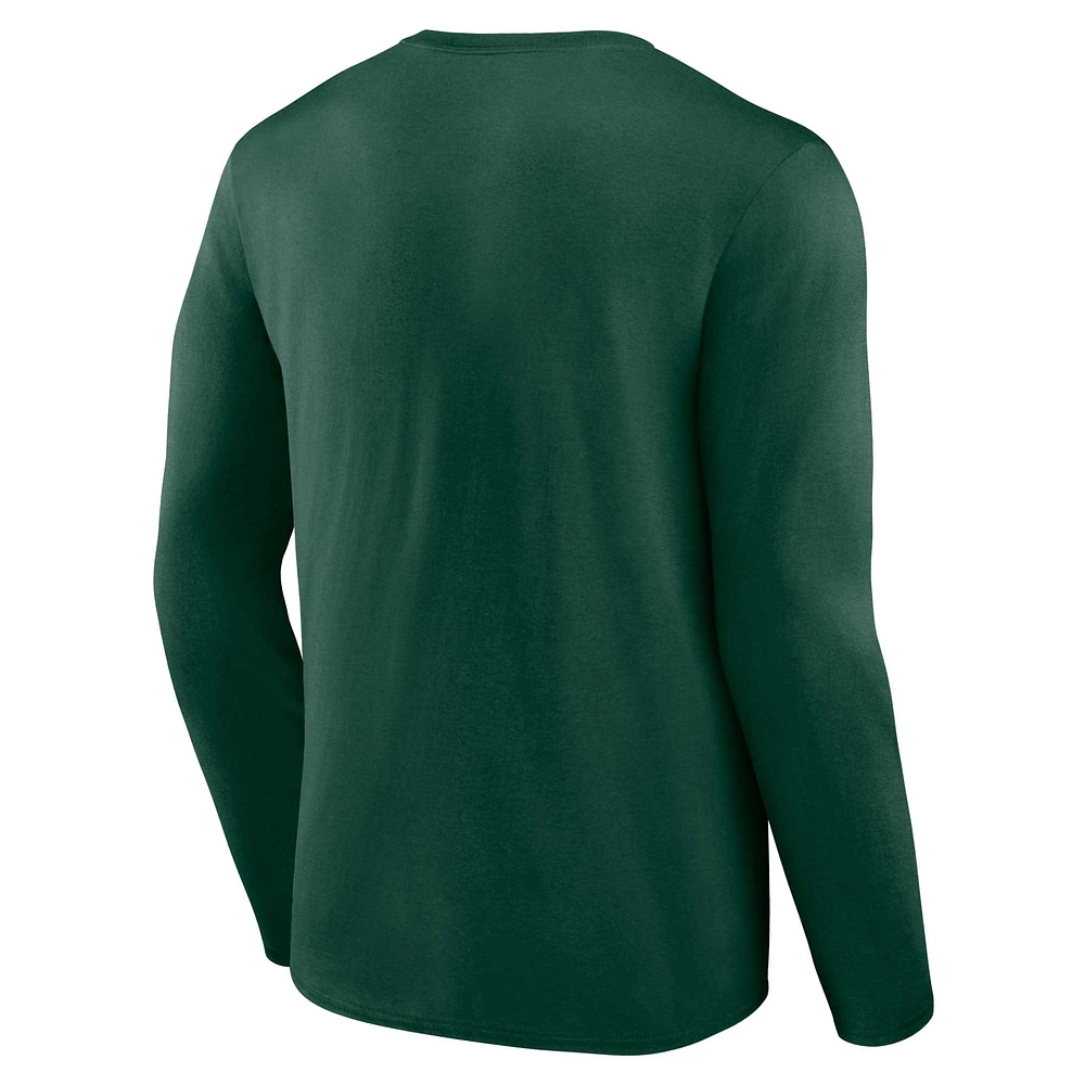 Men's Profile Green Michigan State Spartans Big & Tall Two-Hit Graphic Long Sleeve T-Shirt