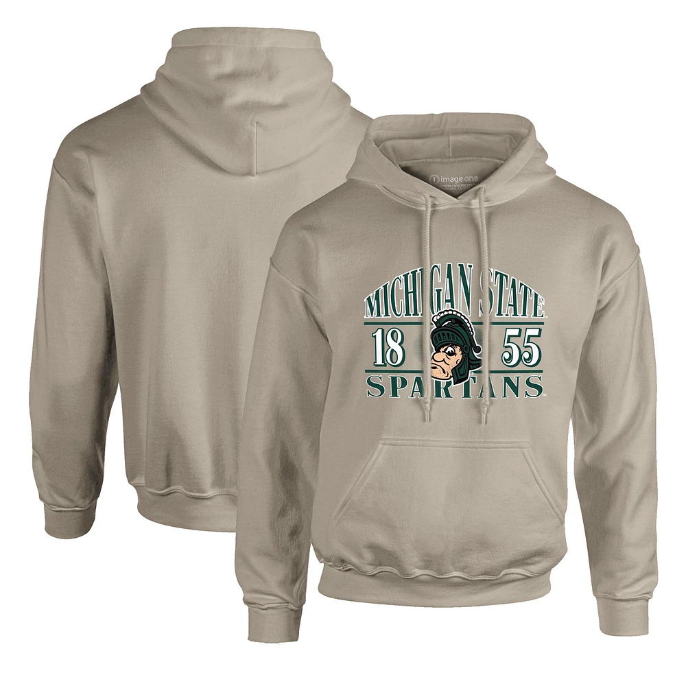 Men's Tan Michigan State Spartans Upper Arch Letters Pullover Hoodie