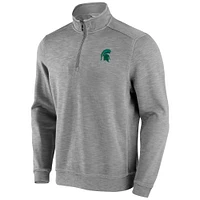 Men's Tommy Bahama Gray Michigan State Spartans Tobago Bay Half-Zip Tri-Blend Top