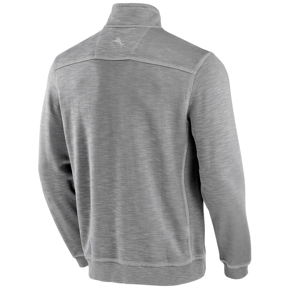 Men's Tommy Bahama Gray Michigan State Spartans Tobago Bay Half-Zip Tri-Blend Top