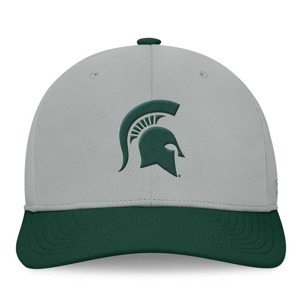 Men's Top of the World  Gray/Green Michigan State Spartans Mick Flex Hat