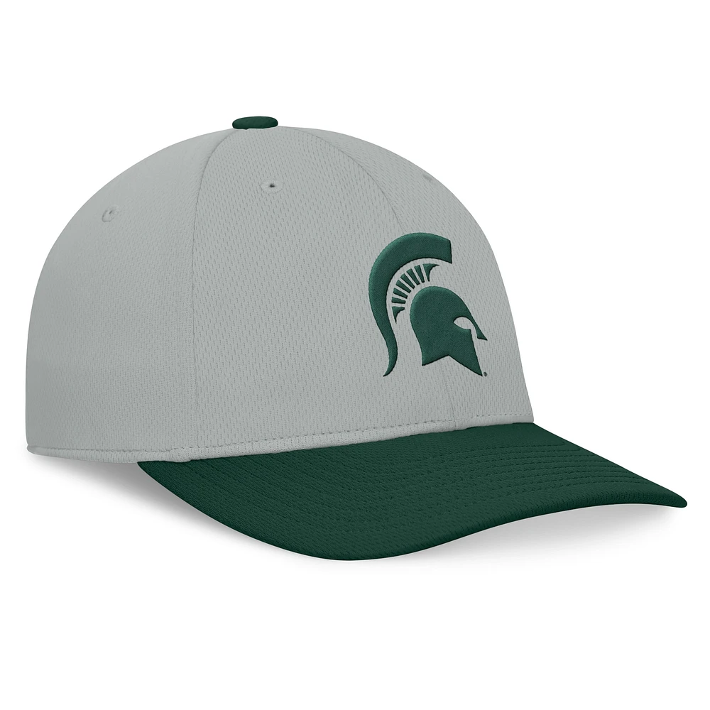 Men's Top of the World  Gray/Green Michigan State Spartans Mick Flex Hat