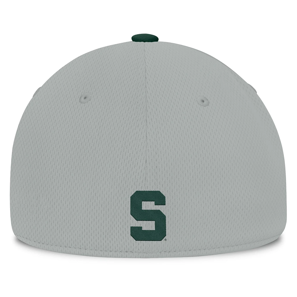 Men's Top of the World  Gray/Green Michigan State Spartans Mick Flex Hat