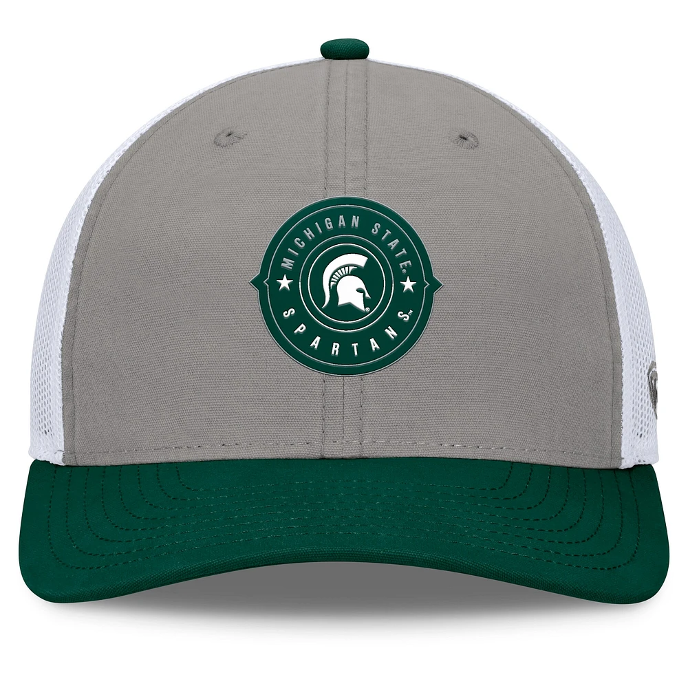 Men's Top of the World Gray/Green Michigan State Spartans Rob Trucker Adjustable Hat