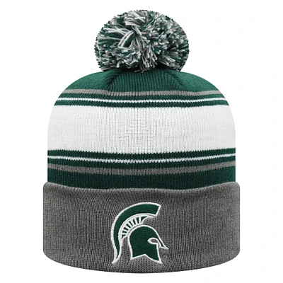 Bonnet en tricot à revers et pompon vert Michigan State Spartans pour homme Top of the World