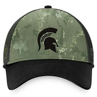 Men's Top of the World Hunter Green/Gray Michigan State Spartans OHT Military Appreciation Unit Trucker Adjustable Hat