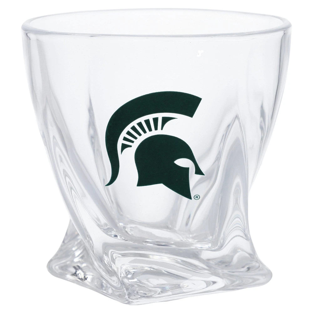 Spartiates de l'État du Michigan 11oz. Verre à roches incurvées avec logo