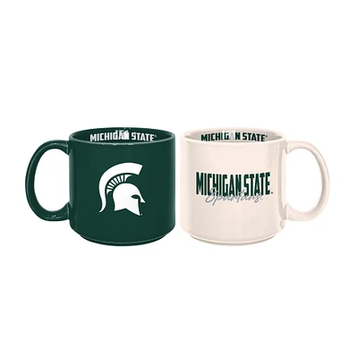 Lot de 2 tasses empilables de 15 oz des Spartans de l'État du Michigan